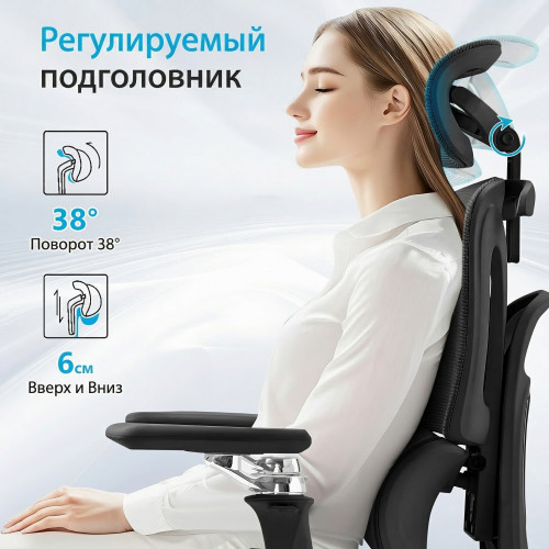 Кресло  K-152 черный пластик, черная сетка, 6D подлокотники
